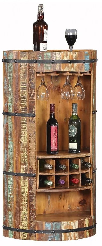 Szafka na wino z drewna z recyklingu liczba butelek 8, 60x115 cm Kaveri – Interia Home & Living