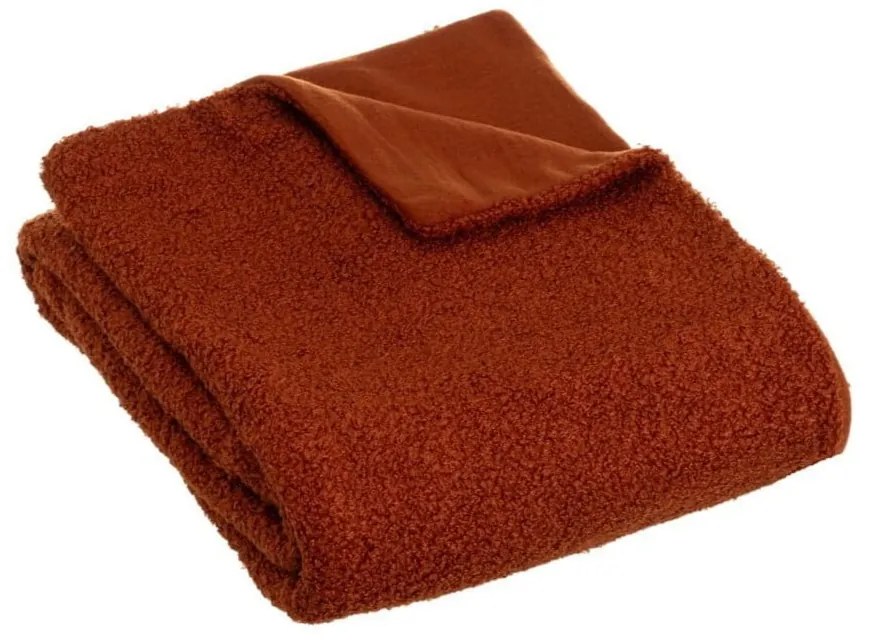 Ceglasty koc z materiału sherpa 130x160 cm Sherpa Bouclé – Casa Selección