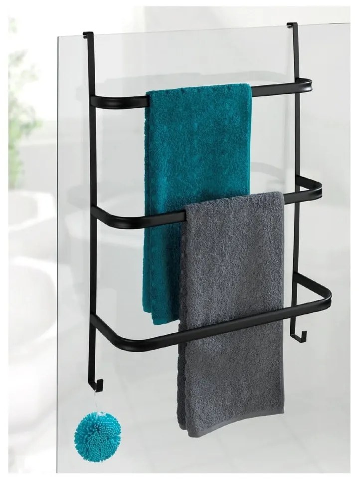 Czarny wieszak na ręczniki Wenko Towel Holder Black, 21x54 cm