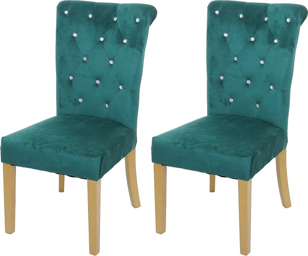 Krzesło do jadalni MCW-D22 (zestaw 2 sztuk),  ciemnozielony, nogi w kolorze złotym