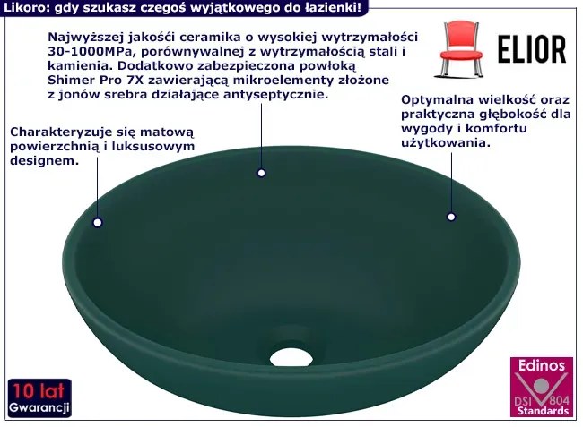 Zielona umywalka nablatowa - Likoro