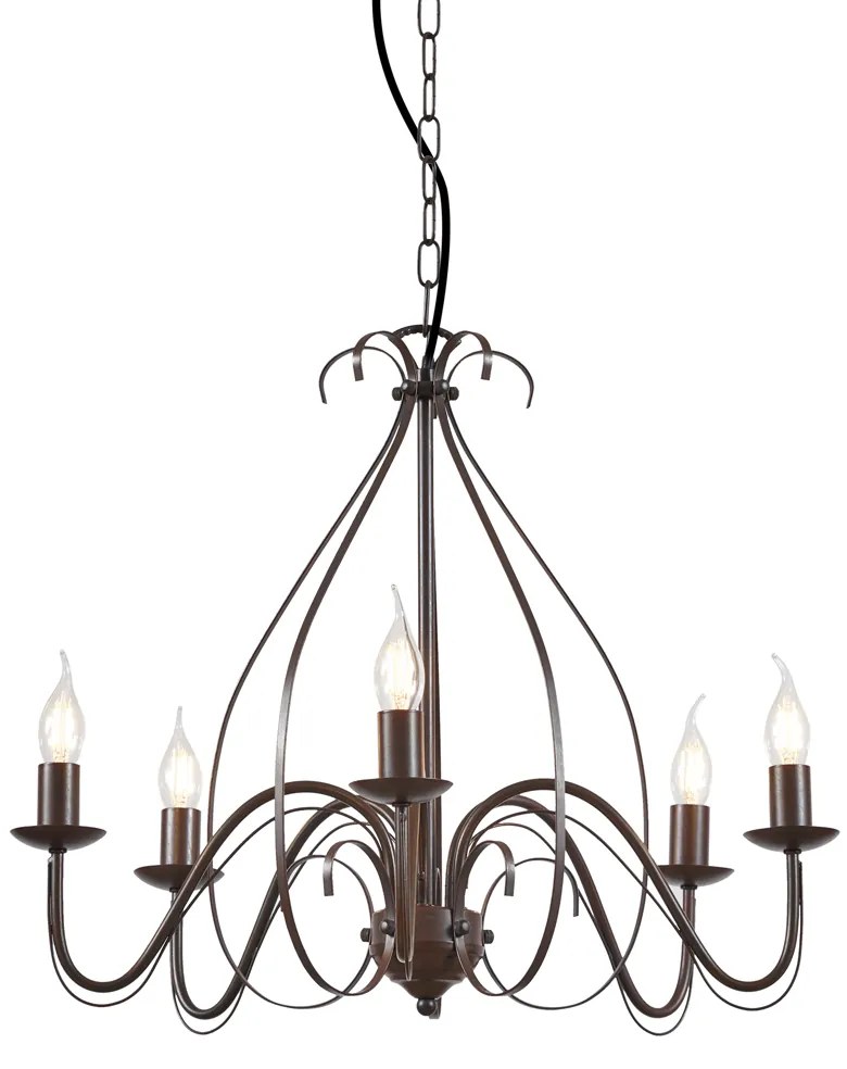 Klasyczny żyrandol rdzawy brąz 5-punktowy - Giuseppe