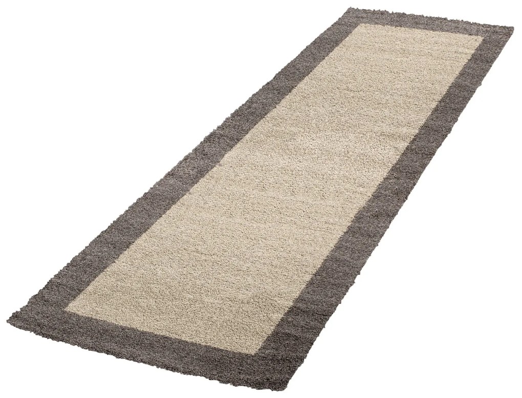 Dywan shaggy Life brązowo-beżowy 80 cm x 250 cm