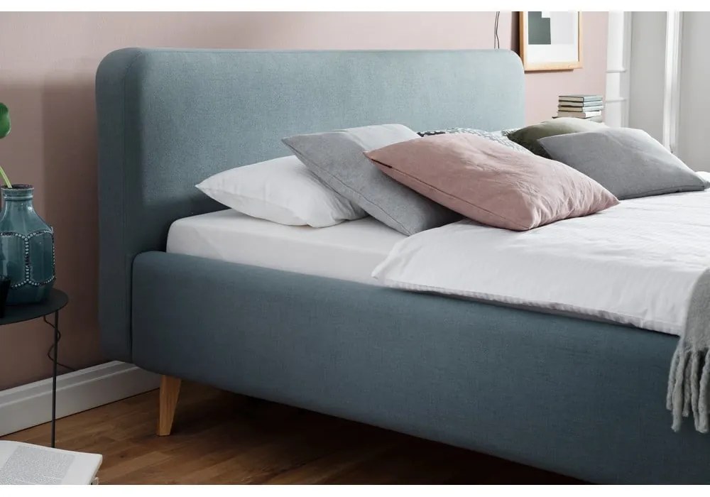 Szaroniebieskie tapicerowane łóżko dwuosobowe bez stelaża 140x200 cm Mattis – Meise Möbel