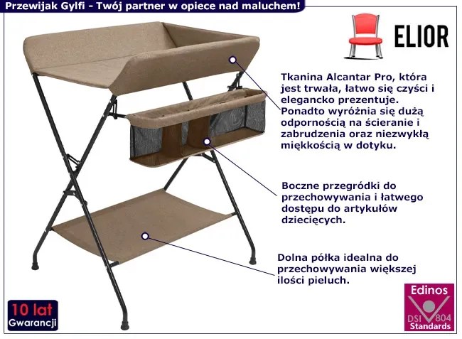 Brązowy przewijak na nóżkach - Meliva