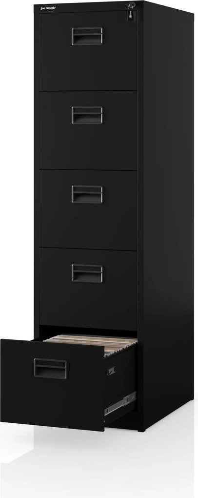 Szafa kartotekowa metalowa z 5 szufladami czarna, 460x1625.5x600 mm: SARA V5