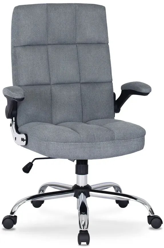 Szary Fotel Tapicerowany Biurowy Pikowany 120 Cm M6-K51