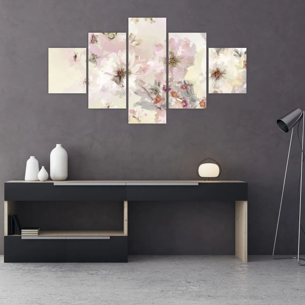 Obraz - Kwiaty malarstwo (125x70 cm)
