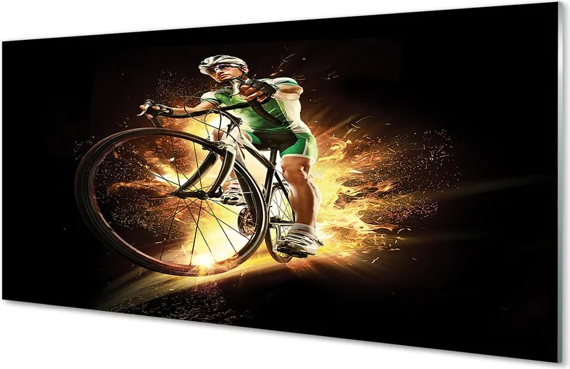 Panel szklany do Kuchni Rower na Czarnym Tle