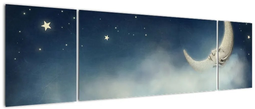 Obraz - Księżyc z gwiazdami (170x50 cm)
