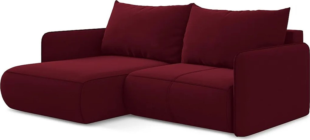 Narożnik lewostronny z funkcją spania - z tkaniny welwetowej - burgundowy - NANEA