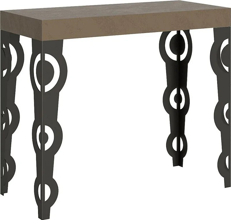 Konsola rozkładana 90x40/196 cm Karamay Small Szaro-beżowy rama w kolorze Antracytu