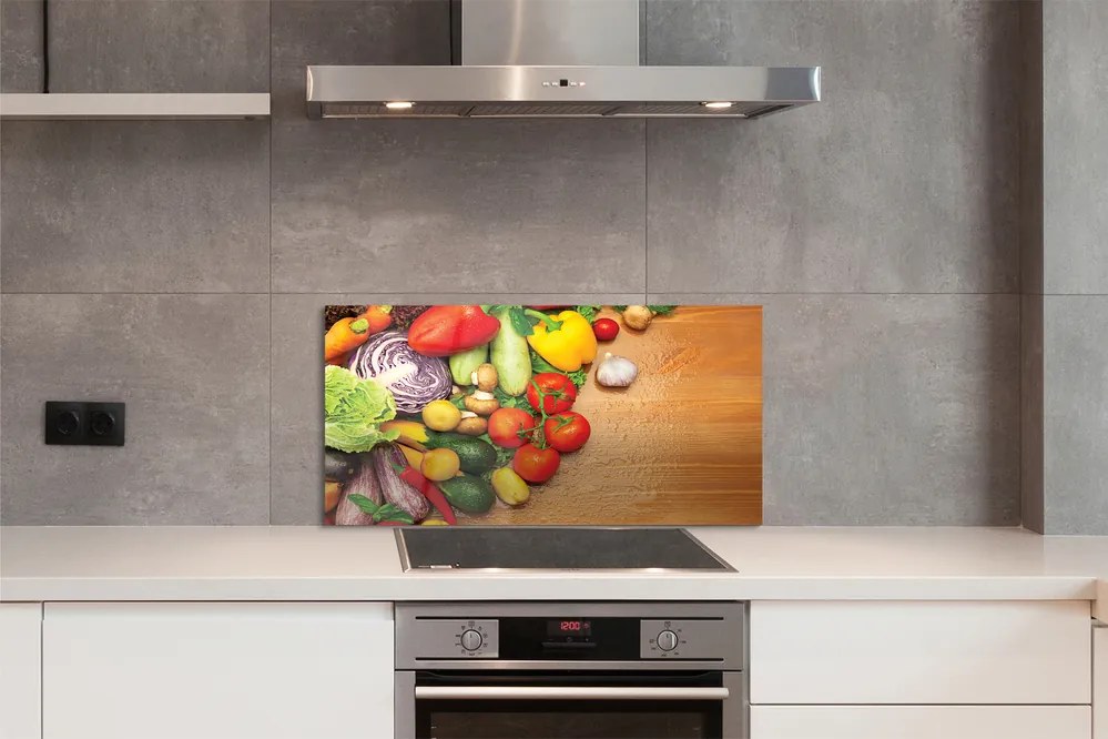 Szklany Panel Warzywna Kompozycja z Pieczarkami