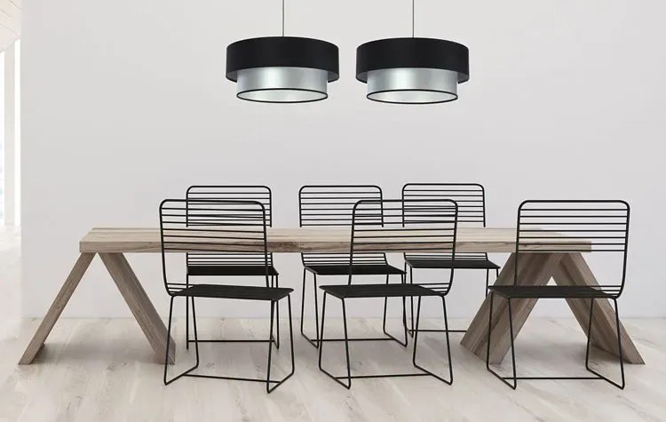 Srebrno-czarna lampa z podwójnym abażurem - S415 T3-D36