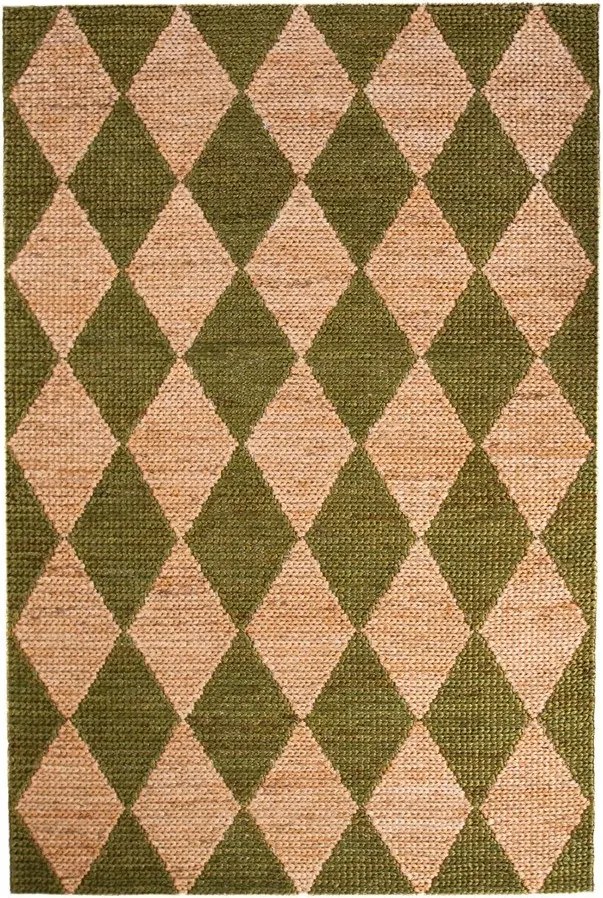 Zielono-naturalny dywan z mieszanki juty tkany ręcznie 160x230 cm Effie Diamond – Flair Rugs