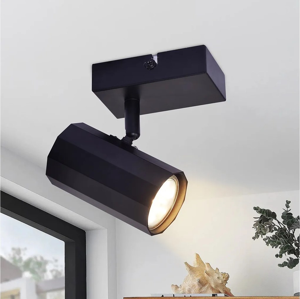 NETTLIFE Lampa sufitowa 1 vintage czarna metalowa lampa sufitowa GU10 regulowana 350°40W