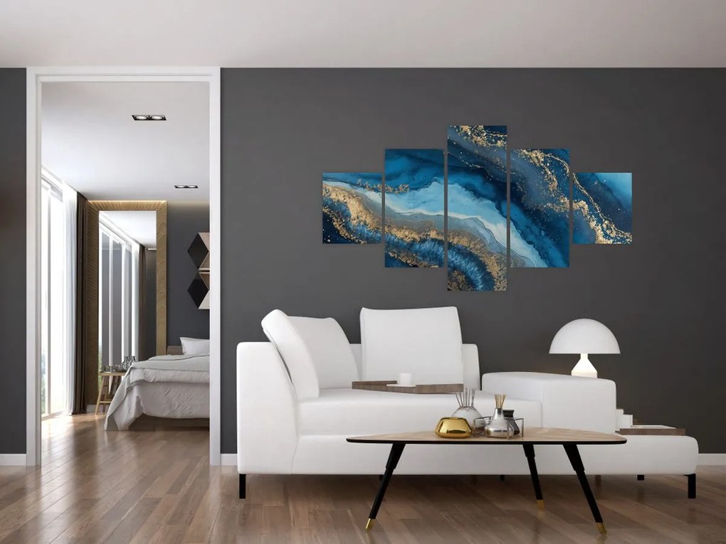 Obraz - Niebieska marmurowa abstrakcja (125x70 cm)