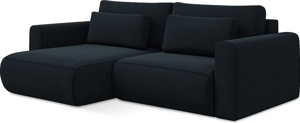 Narożnik lewostronny z funkcją spania - z tkaniny welwetowej - królewski niebieski - KAPUA