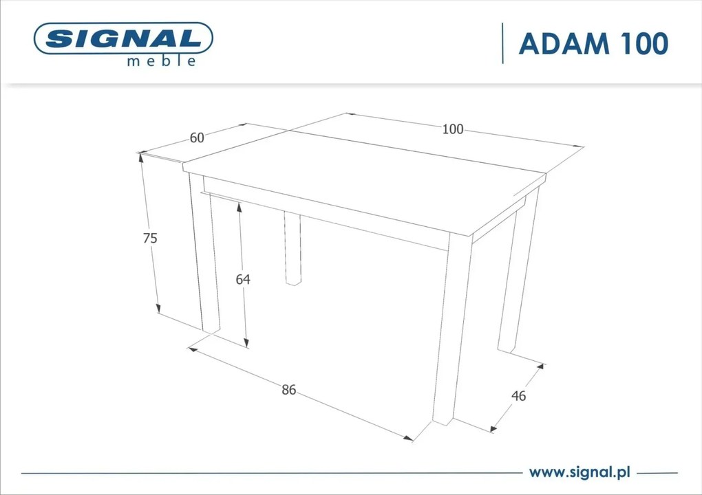 STÓŁ ADAM DĄB / BIAŁY MAT 100x60 SIGNAL