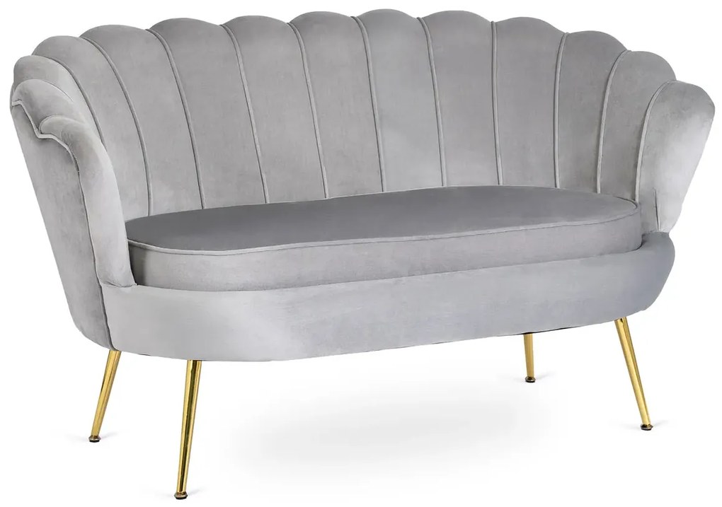 Szara welurowa sofa muszelka glamour - Avet