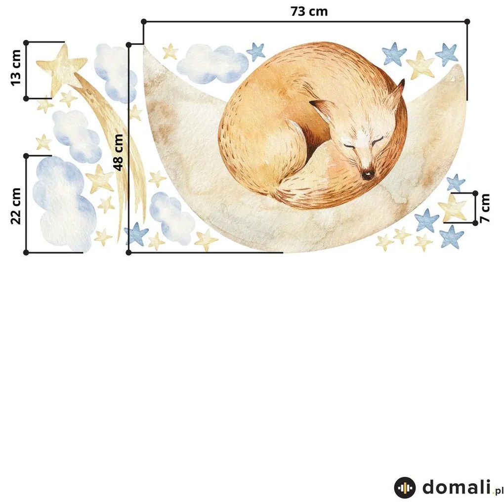 Naklejki na ścianę - Lis na księżycu