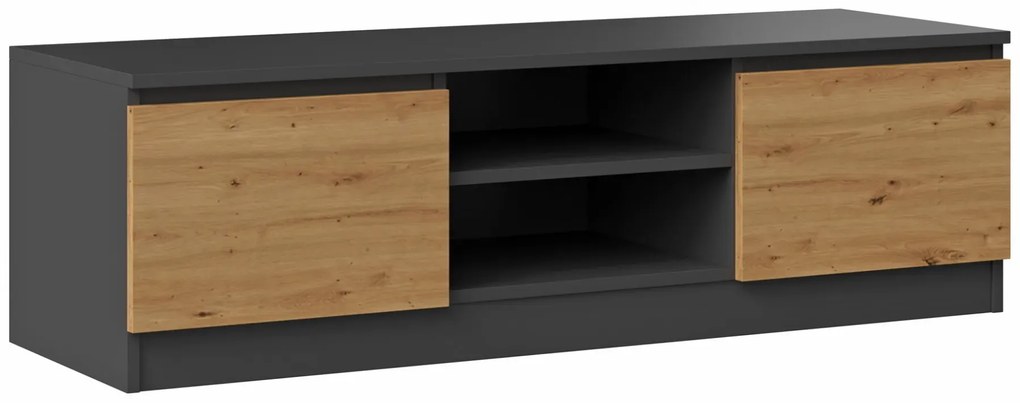 Industrialna szafka RTV antracyt + dąb artisan - Amida 3X