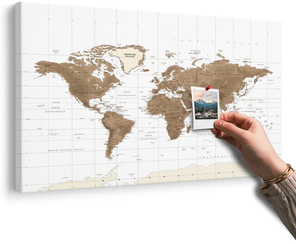 Obraz na korku piękna mapa świata w stylu vintage z białym tlem