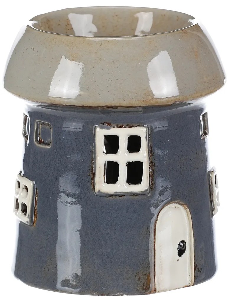 Kominek zapachowy Domek szary, ceramika, 11 x 11 x 13 cm