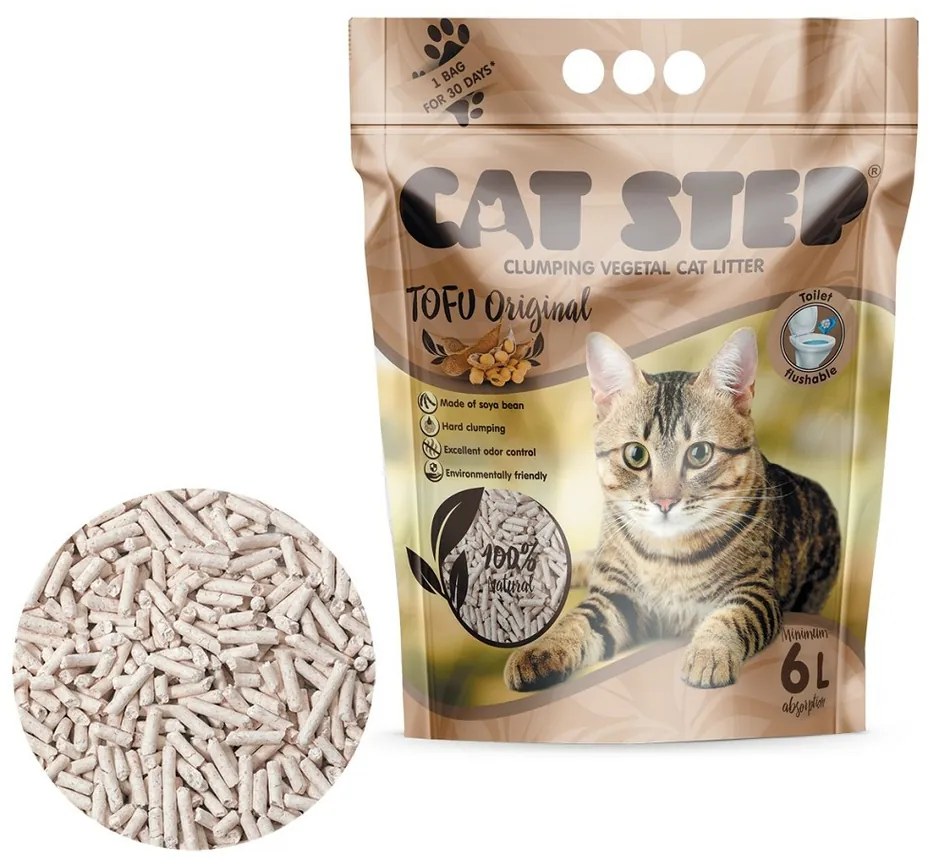 Cat Step Zbrylająca się Ściółka Tofu Original 2,7kg, 6 l