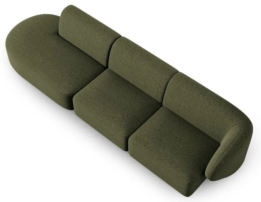 Zielona sofa z tkaniny szenilowej prawostronna 311 cm Paolo – Milo Casa