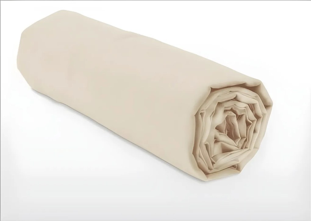 Prześcieradło 100% Bawełna 160x200 + Miseczka 35 cm Beżowy Jasny