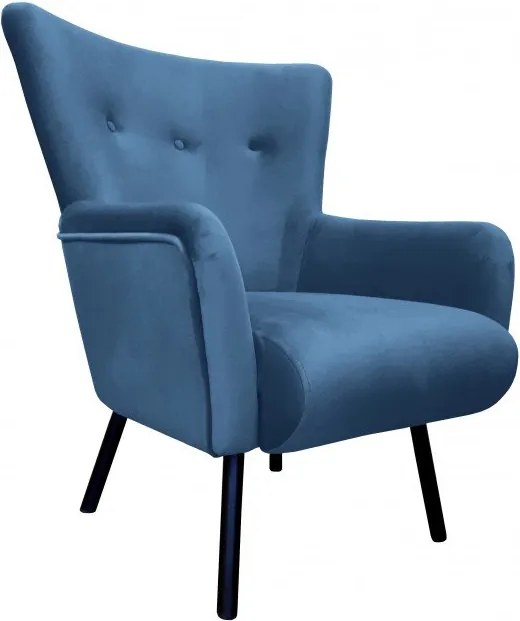 Fotel TULIP tkanina Welur noga metalowa Uszak luksusowy komfort salonu : Kolor nogi - Czarna, Kolor tkaniny - VELVET - MG33
