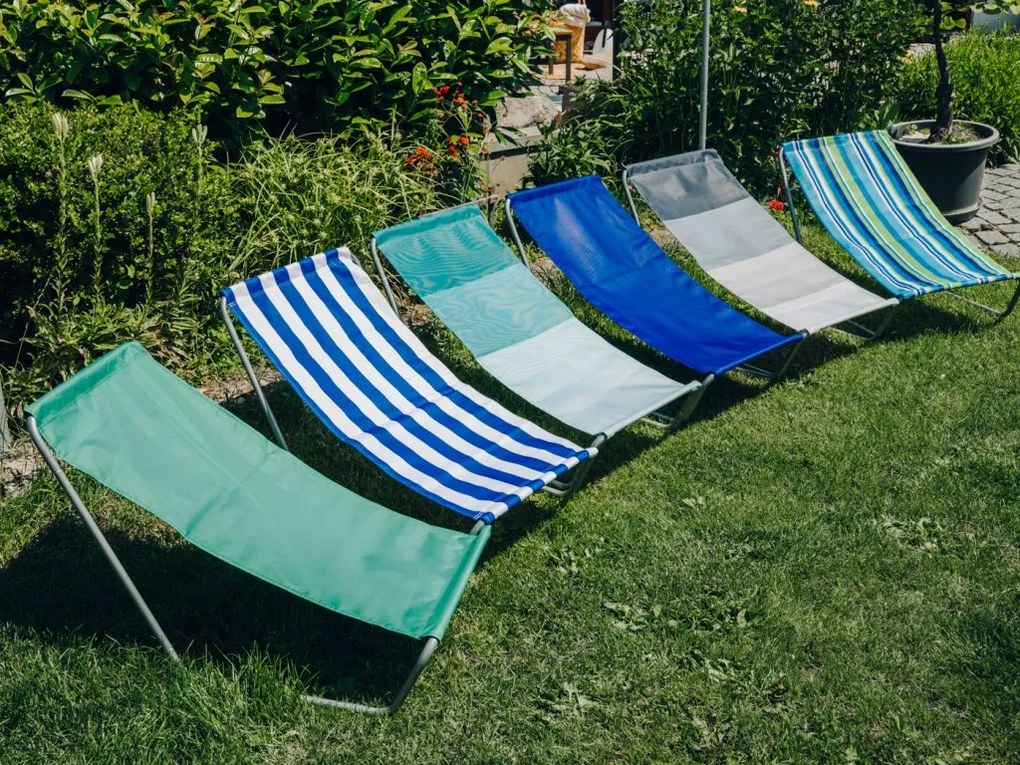 Zestaw 2 składanych leżaków plażowych SAND, szare paski