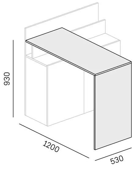 PLAN Przestawny pulpit biurkowy do dodatkowej szafki LAYERS, dąb bielony