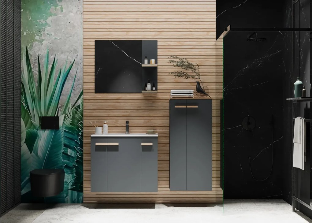 Lustro łazienkowe L-WOOD 59 cm antracyt KROFAM