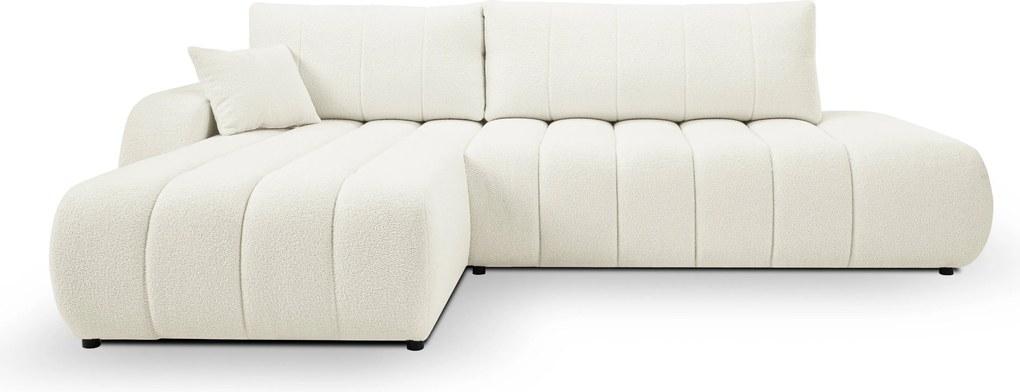 Masseno Narożnik GIOIA z funkcją spania i pojemnikiem na pościel Narozniki L, Rozkładana sofa - Kremowy, LAMBI 1
