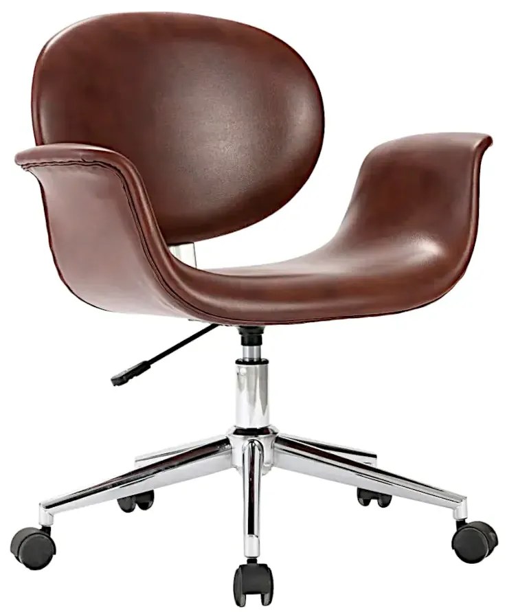 Brązowe obrotowe krzesło biurowe z ekoskóry N3-M57