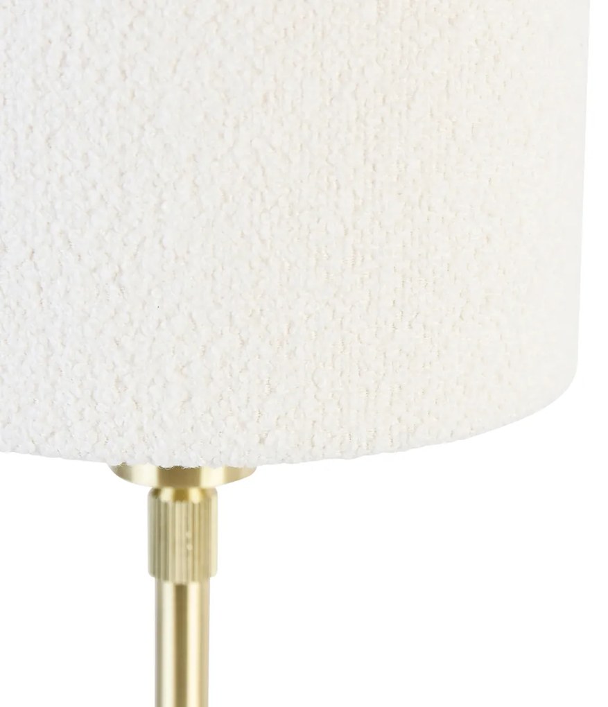 Złota regulowana lampa stołowa z białym abażurem z boucle 20 cm - ParteDesignerski Oswietlenie wewnetrzne