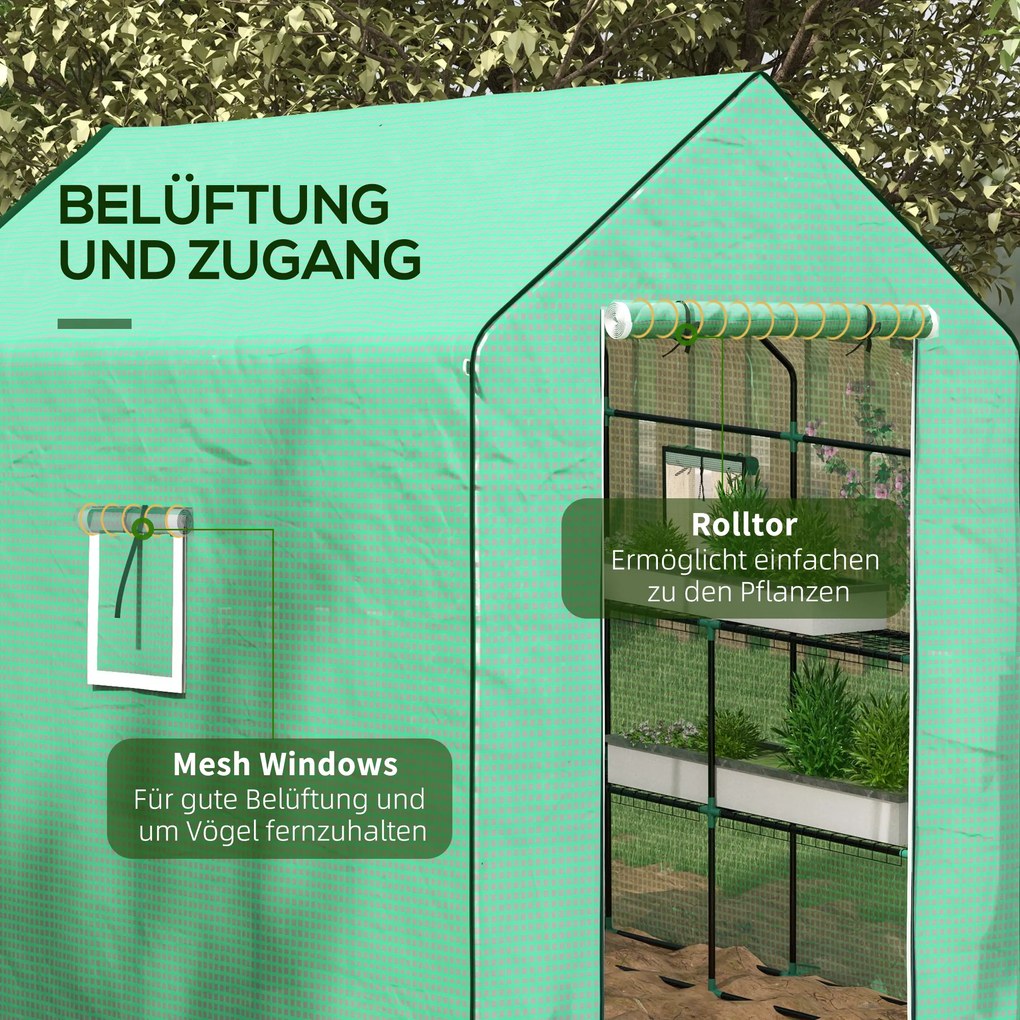 Outsunny Zastępcza plandeka do tunelu ogrodniczego, odporna na warunki atmosferyczne, odporna na UV, 140 x 213 x 190 cm, Zielona