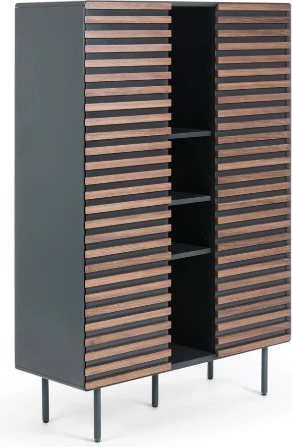 Czarno-naturalna szafka w dekorze orzecha 105x155x40 cm Kesia – Kave Home