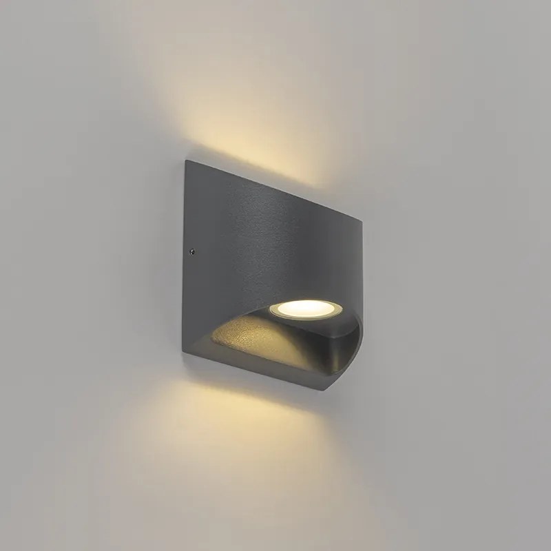 Zewnetrzna Nowoczesna lampa ścienna zewnętrzna ciemnoszara z LED 2-światłowa IP54 - Mal Nowoczesny Oswietlenie zewnetrzne