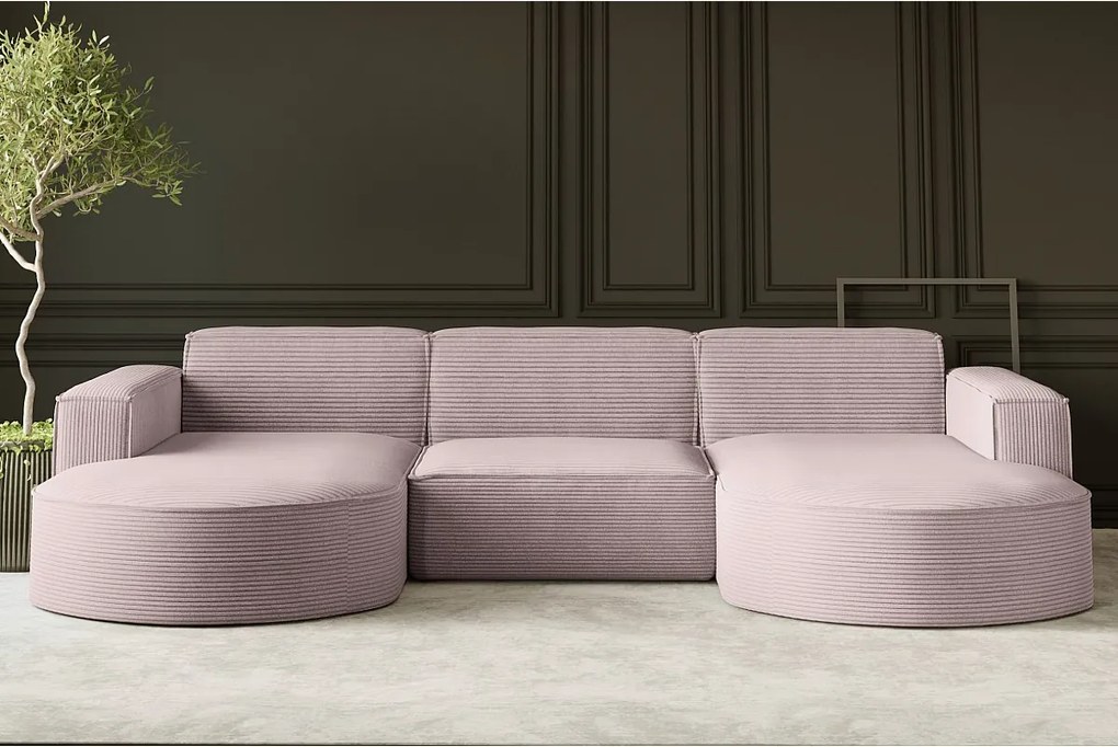 Narożnik Parma Studio U, do salonu, tkanina Poso, różowy (52)