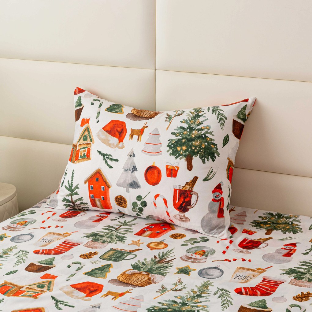 PrzytulneMieszkanie.pl PrzytulneMieszkanie.pl Pościel z mikrofibry FESTIVE MAGIC w kolorze białym Rozmiar pościeli: 2 szt 70 x 90 cm | 200 x 220 cm