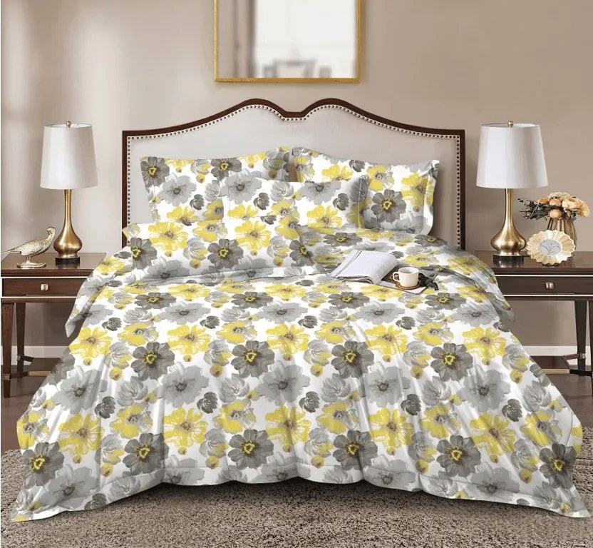 PrzytulneMieszkanie.pl PrzytulneMieszkanie.pl Pościel z mikrofibry FEONELLE żółto-szara Rozmiar pościeli: 70 x 90 cm | 140 x 200 cm