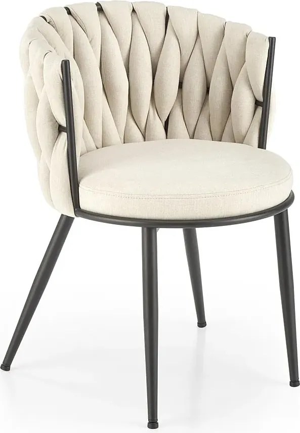 Beżowe tapicerowane designerskie krzesło K8-P09