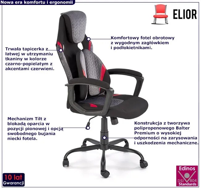 Młodzieżowy fotel obrotowy z mechanizmem tilt - Polvi