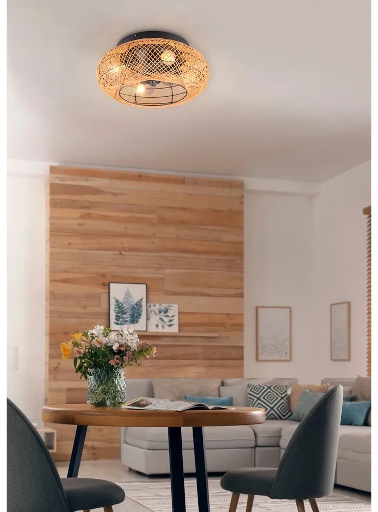 Brązowa lampa sufitowa ze zdalnym sterowaniem/z wentylatorem Lillesand – Trio