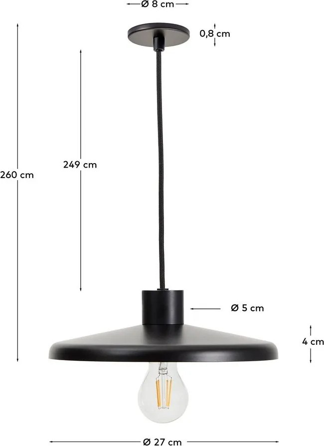 Czarna lampa wisząca z metalowym kloszem Nuvira – Kave Home