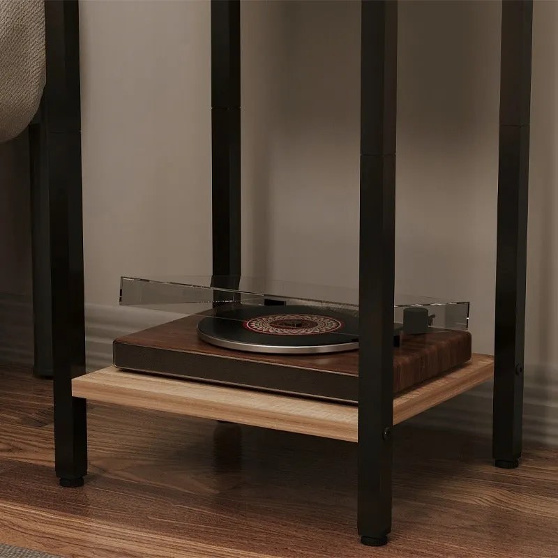 Stolik nocny komoda szafka szufladą półką jasny brąz industrialny loft 51cm