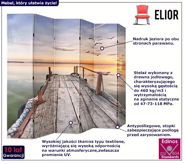 Wewnętrzny parawan z nadrukiem jeziora 228 x 170 cm D0-N88